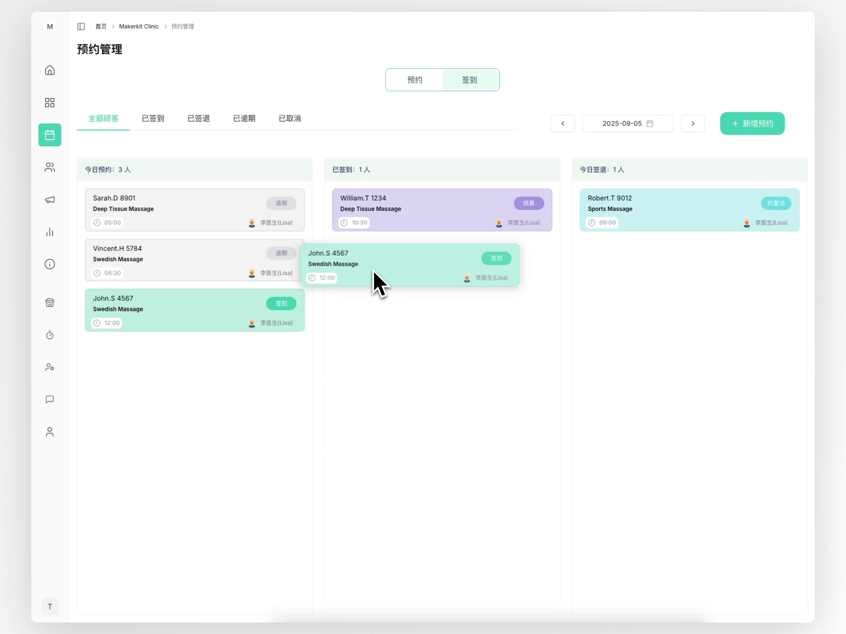 Client journey process flow showing appointment scheduling and customer experience