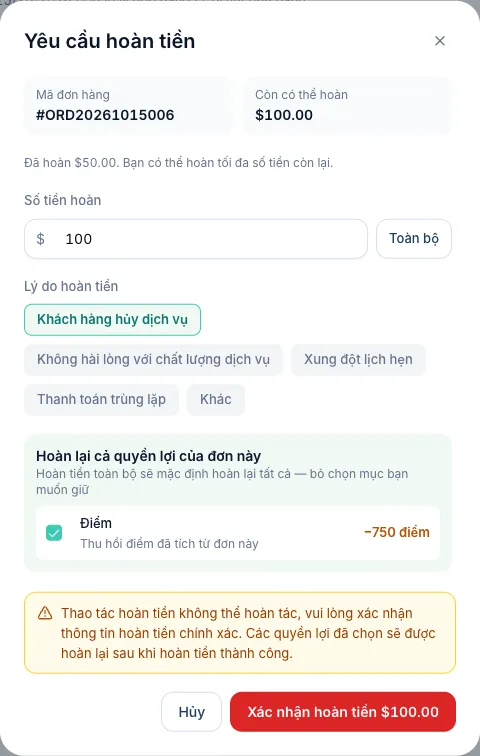 Hộp thoại hoàn tiền hiện còn có thể hoàn $100 sau lần hoàn $50 trước đó